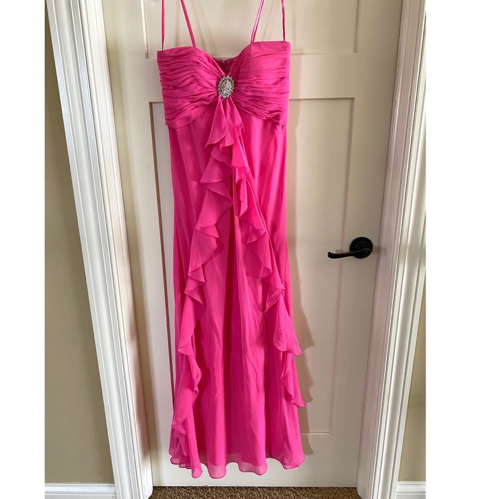 Cache Pink Ruffled Strapless Prom Dress - Picture 3 of 6